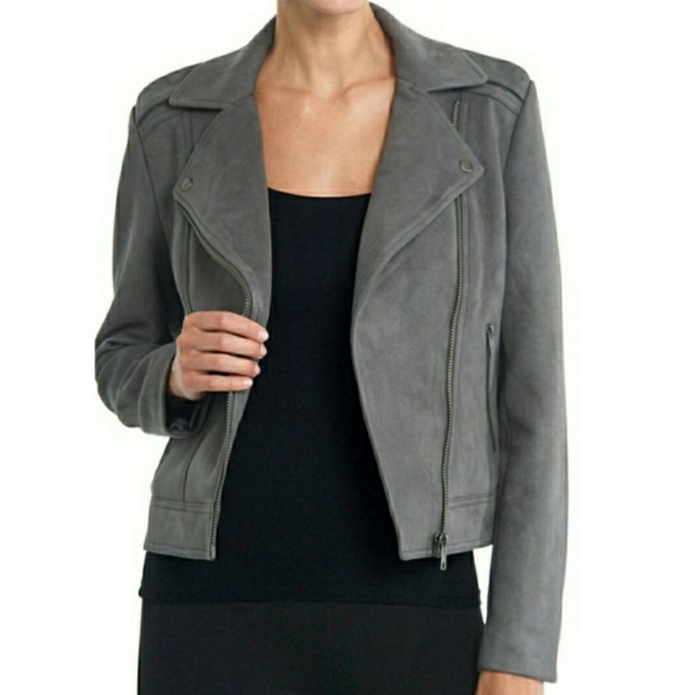 Philosophy Gray Suede Moto Jacket